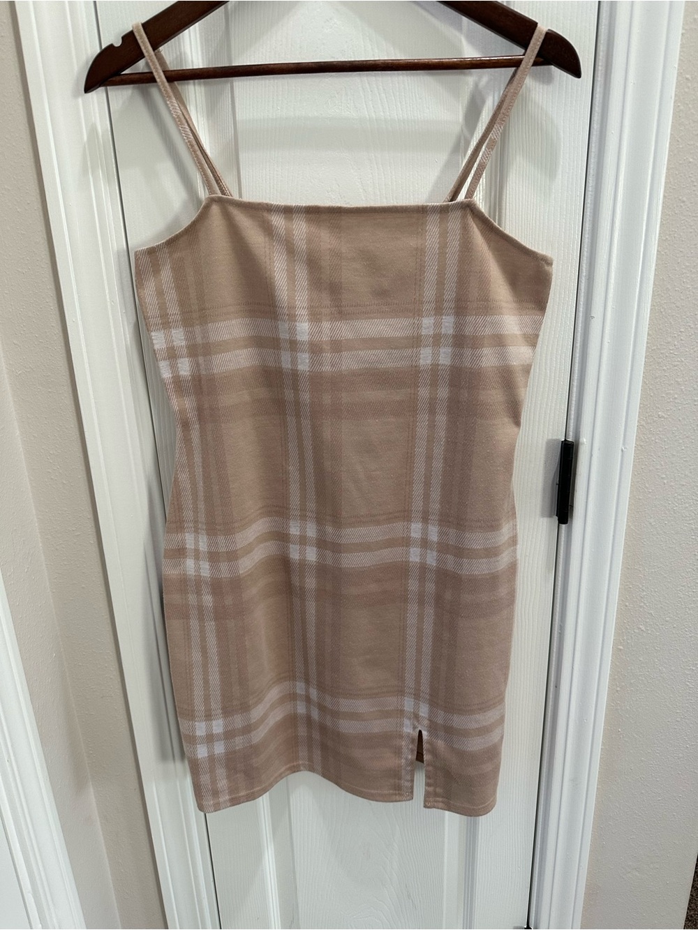 Rue21 Beige Plaid Spaghetti Strap Mini Dress